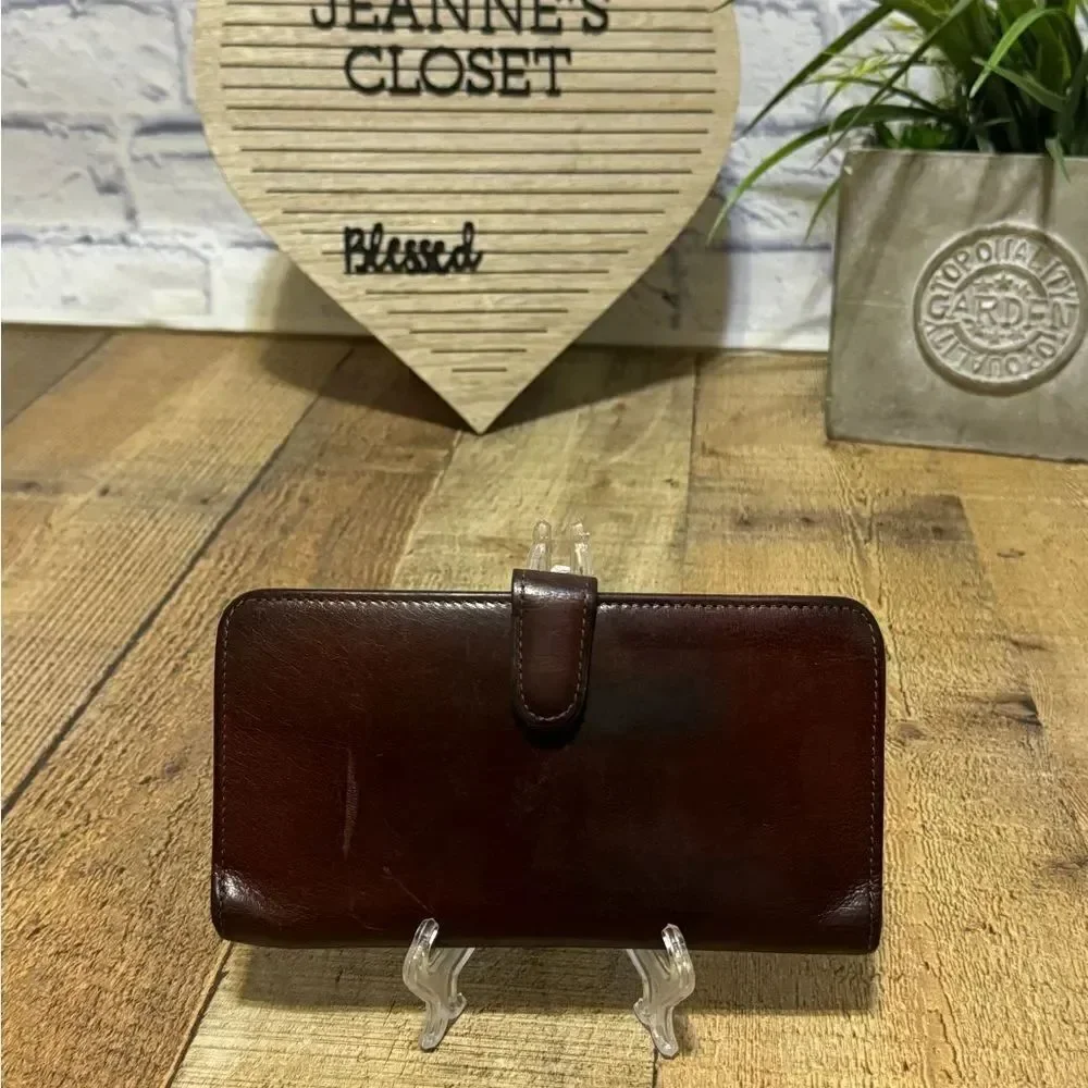COACH VTG MAHOGANY BROWN LEATHER CHECKBOOK KISSLOCK PURSE BAG WALLET RARE!